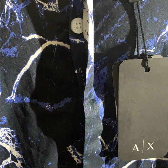 Armani Exchange Blue Fantasy Button Down Shirt - Picture 9 of 11